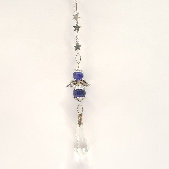 Hand Crafted Other - Handmade Cobalt Blue Guardian Angel & Vintage Prisim Crystal Ornament Suncatcher